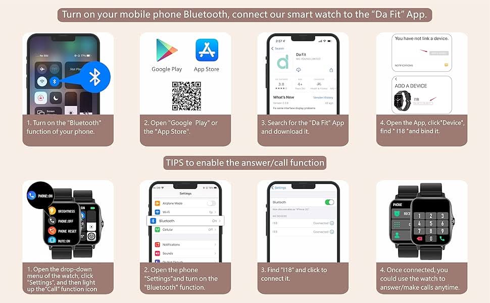 Smart Watch for Women(Call Receive/Dial), Fitness Tracker Smartwatch for Android iOS Phones Heart Rate Sleep Monitor Pedometer