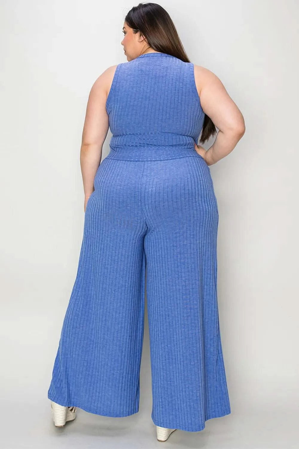 Basic Bae Full Size Ribbed Tank and Wide Leg Pants Set - M & M Global
