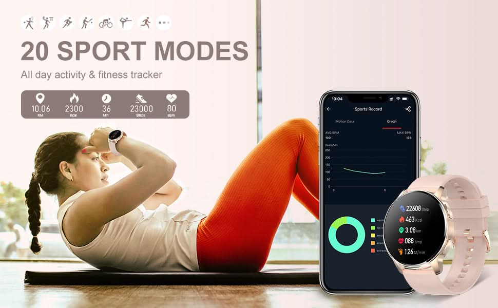 Smart Watch for Women (Answer/Make Call), Fitness Tracker for Android and iOS Phones Waterproof Smartwatch with 1.32" HD Full