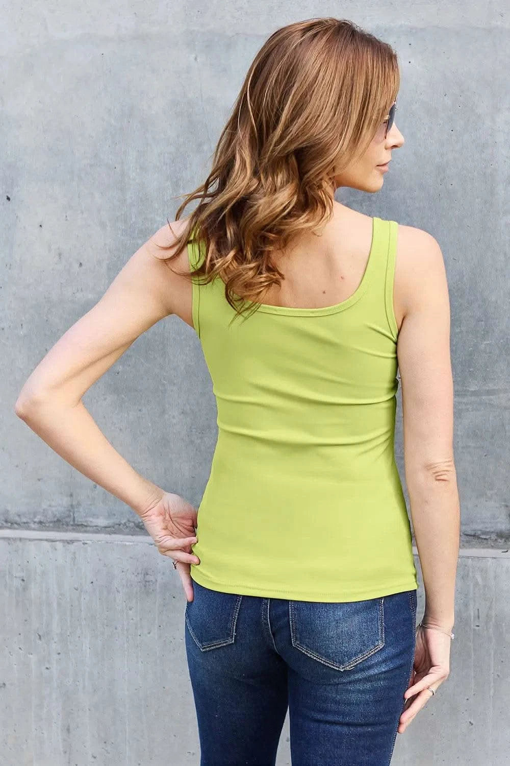 Basic Bae Full Size Square Neck Wide Strap Tank - M & M Global