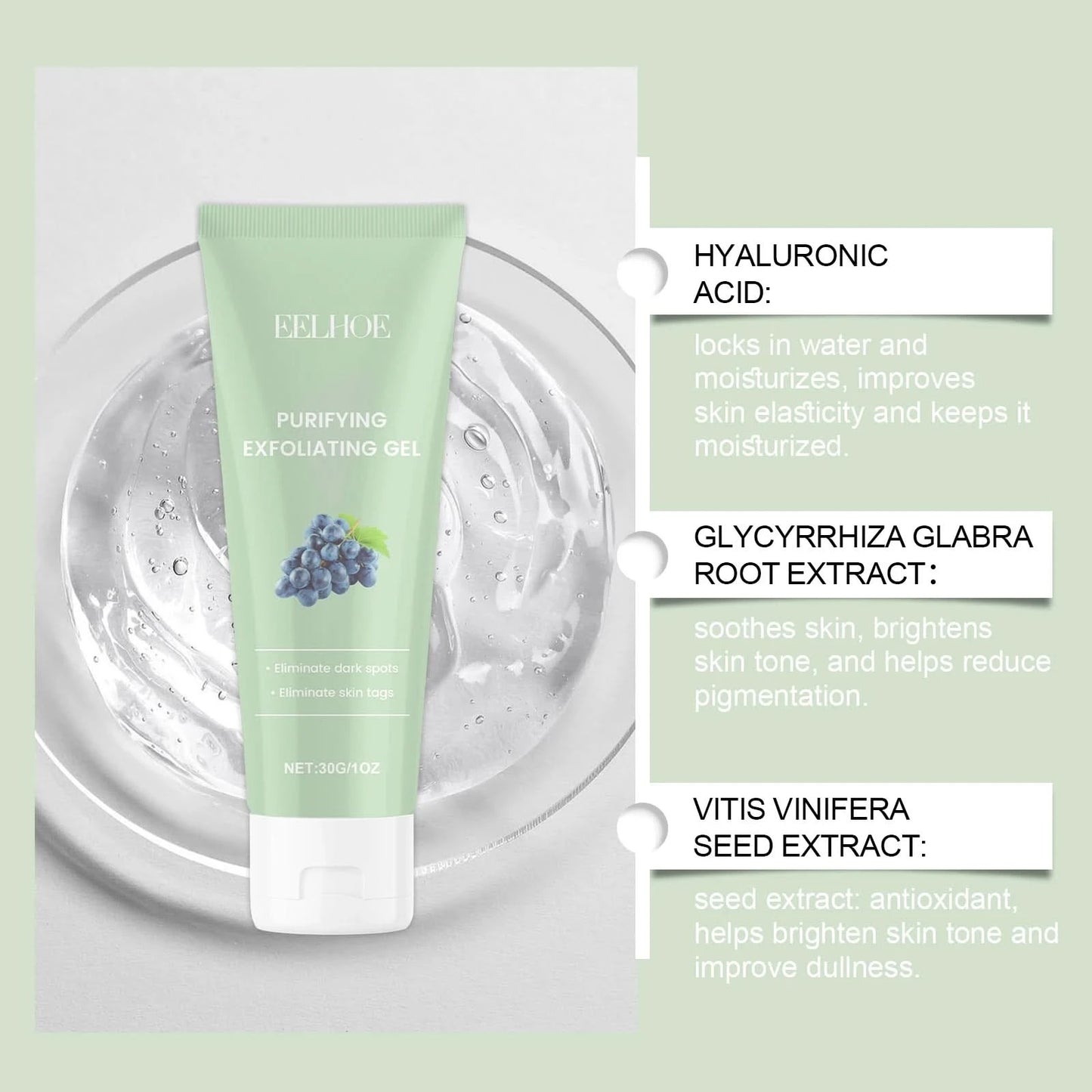 Facial Exfoliating Gel Skin Care Deep Cleaning Face Scrub Skincare Product Hyaluronic Acid Repair Facial Moisturizing Face Gel - M & M Global