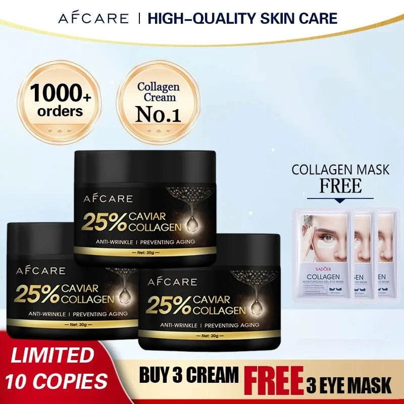Caviar Wrinkle Remover Face Cream Free Eye Mask Collagen Lifting Firming Fade Fine Lines Anti-aging Moisturizing Korean Cosmetic - M & M Global
