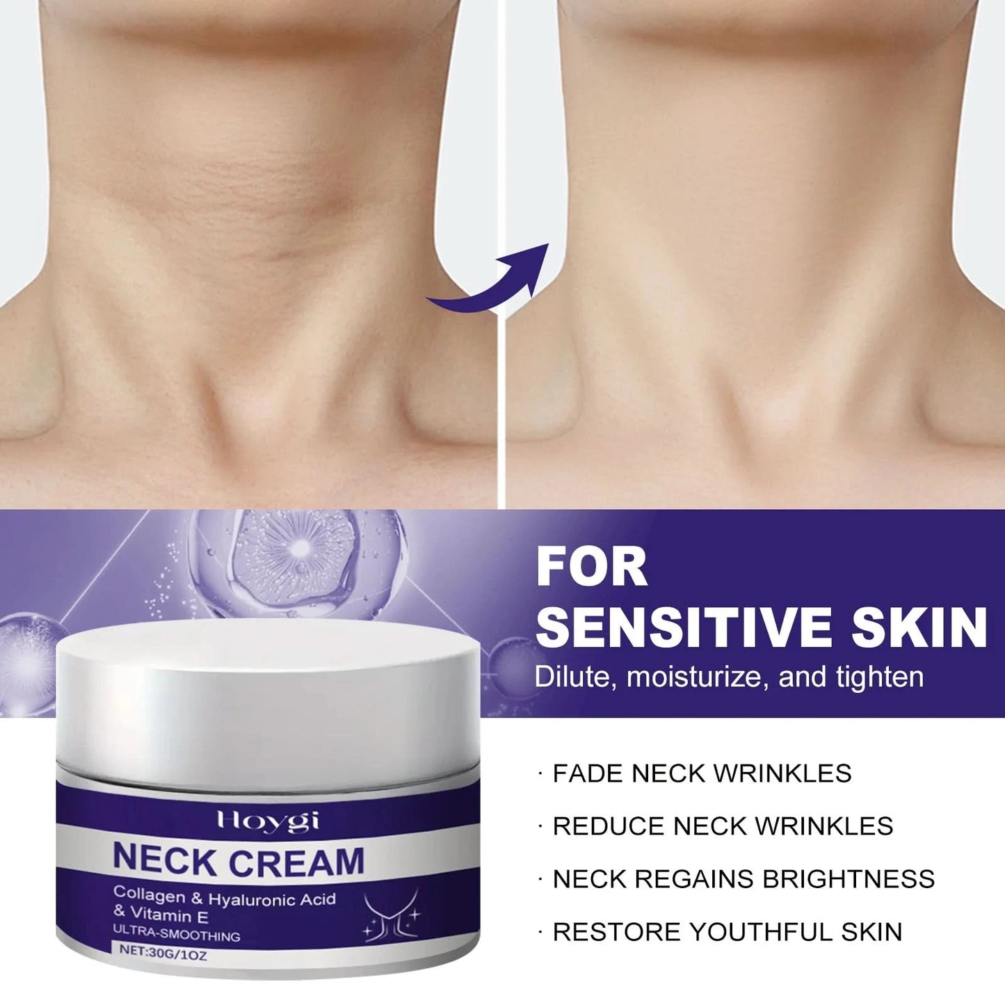 Hoygi Neck Care Cream Deeply Moisturizing Fade Fine Lines Brightening Skin Tone Remove Neck Wrinkles Firming Neck Cream - M & M Global