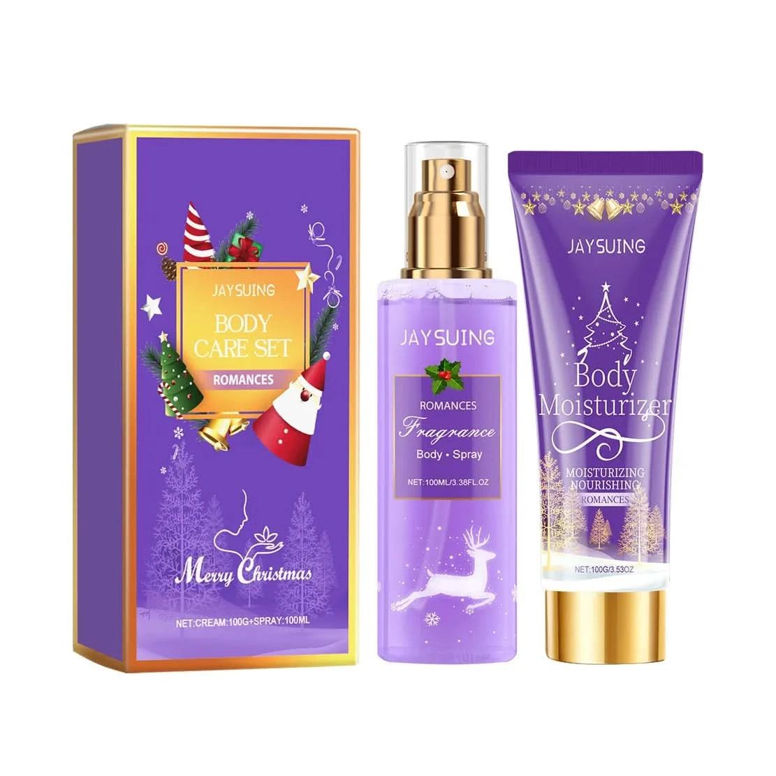 Jaysuing 1set Christmas Long Lasting Fragrance Body Care Set Moisturizing Nourishing Lavender Floral Scent Smoothing Body Set - M & M Global