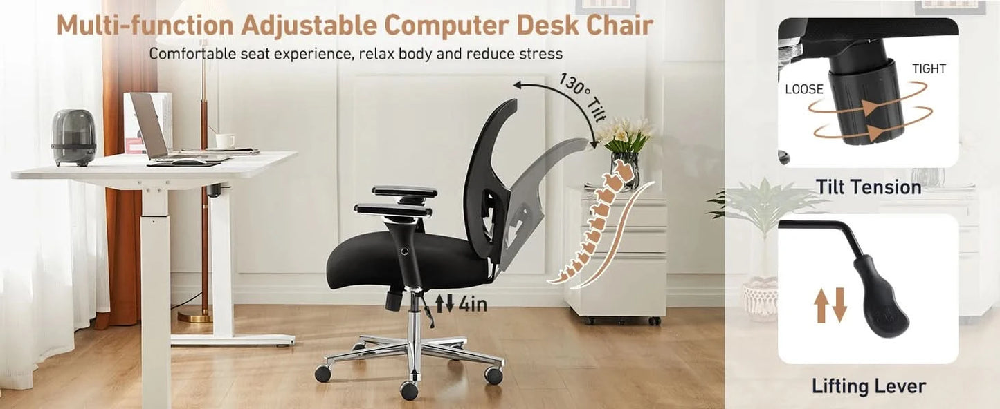 JHK Ergonomic Mesh Backrest Lumbar Support Office Chair Adjustable Height 3D Armrest Comfortable Sponge Cushion Gaming Chairs