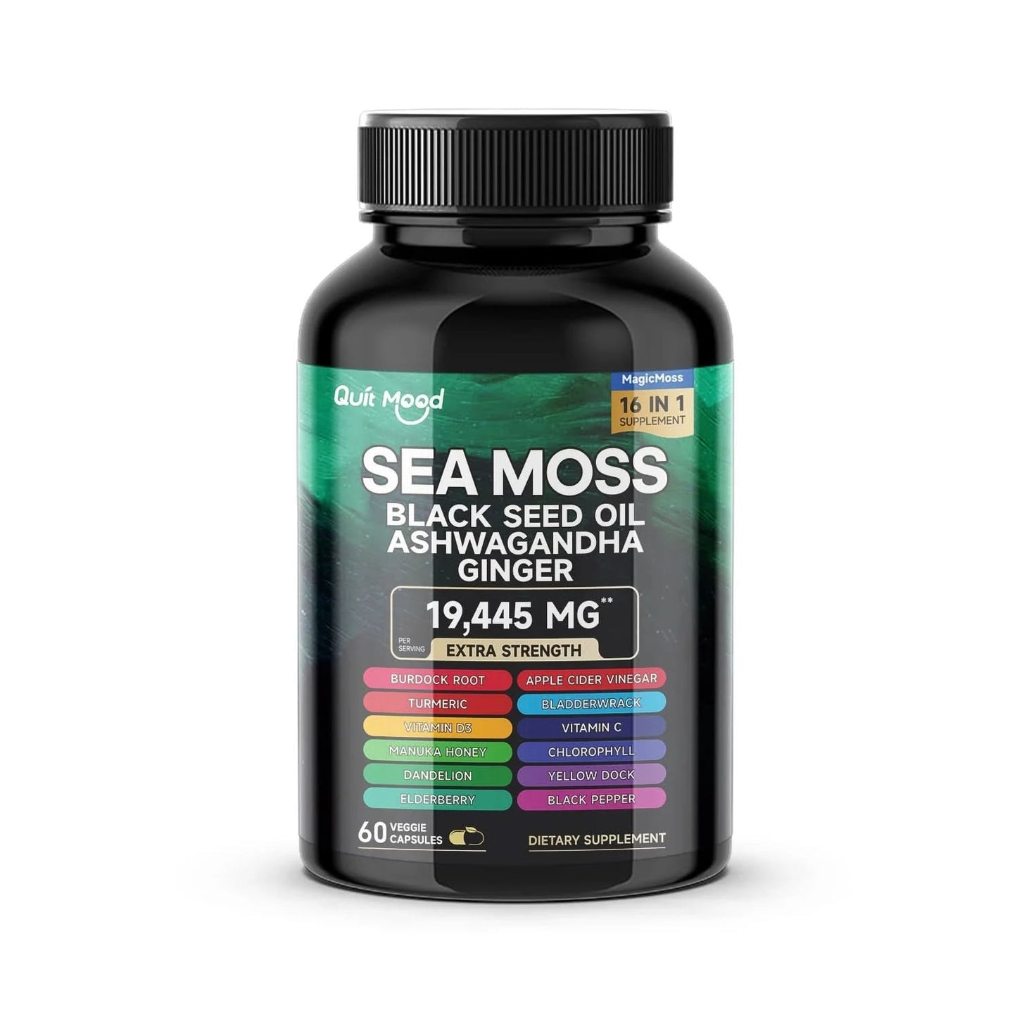 Sea Moss and shilajit Bundle 120 capsules, with Seamoss, Black Seed Oil, Ashwagandha, Ginger, Burdock Root, Turmeric, Black Pepp - M & M Global