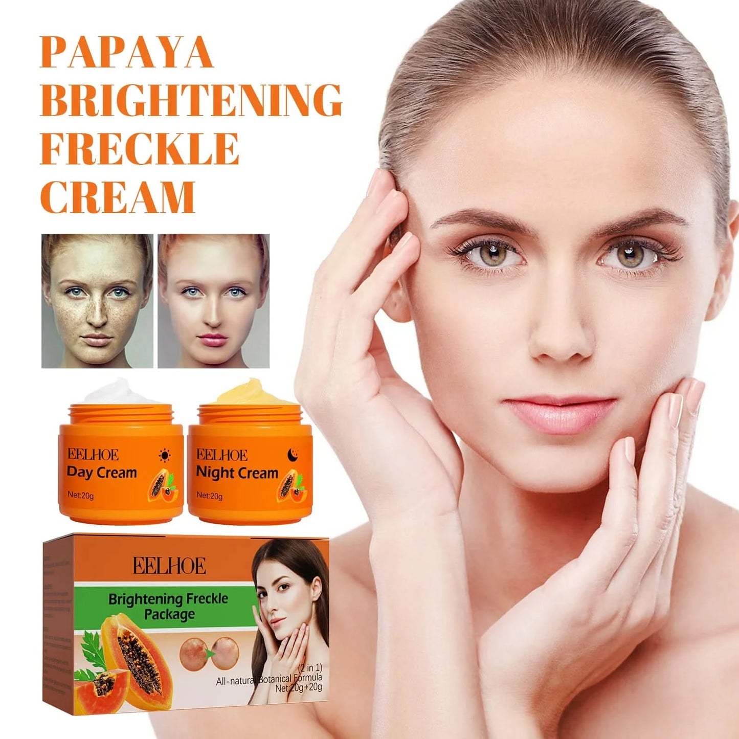 Papaya Day Night Cream Remove Dark Spots Melanin Black Dots Melasma Remover Anti Pigmentation Brighten Whitening Freckle Cream - M & M Global