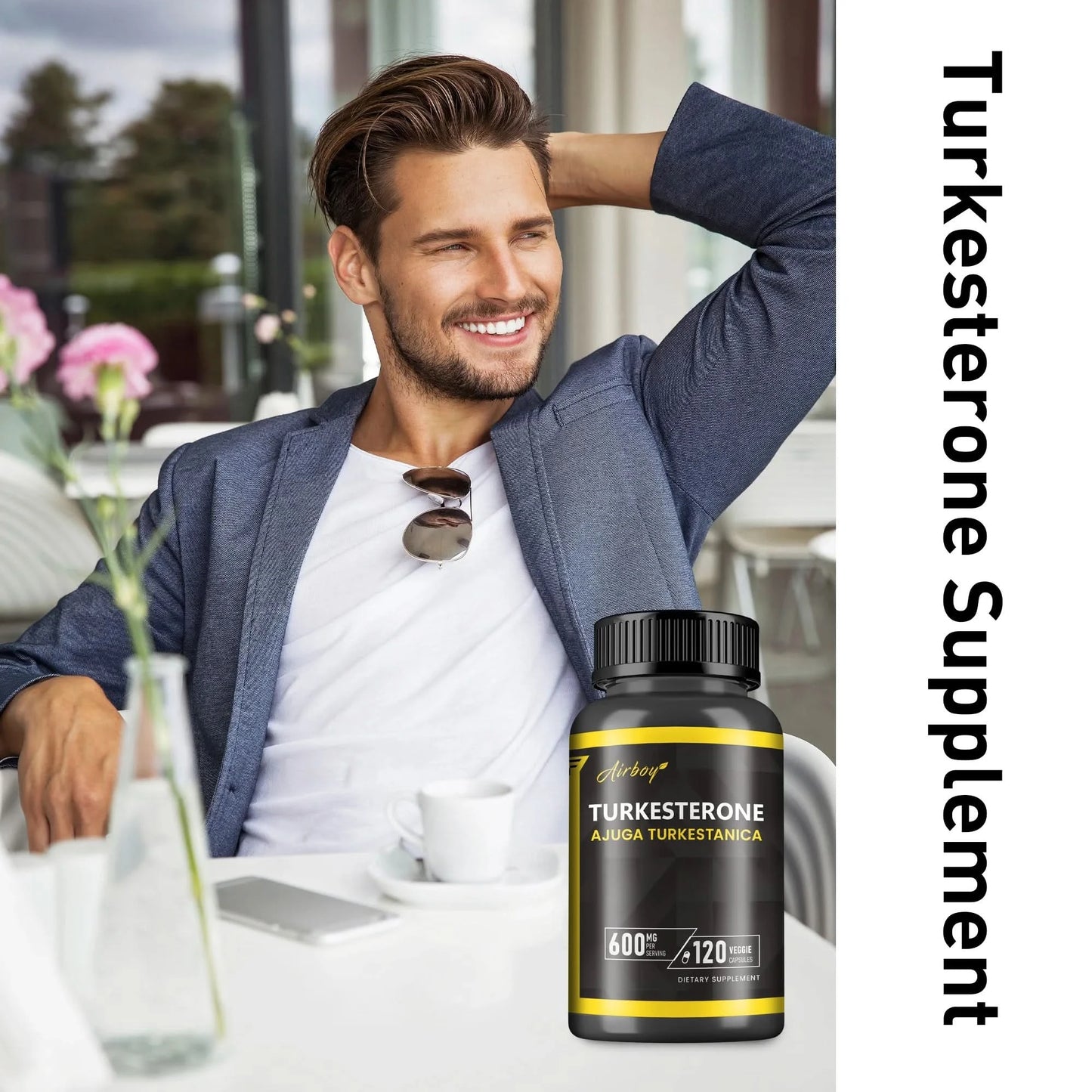Turkesterone Supplement - Improves Male Performance, Endurance, Motivation, Focus & Muscle Mass - 120 Capsules - M & M Global