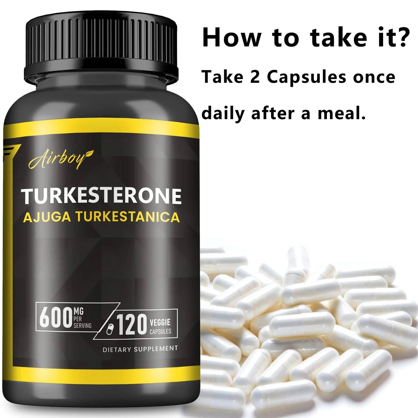 Turkesterone Supplement - Improves Male Performance, Endurance, Motivation, Focus & Muscle Mass - 120 Capsules - M & M Global