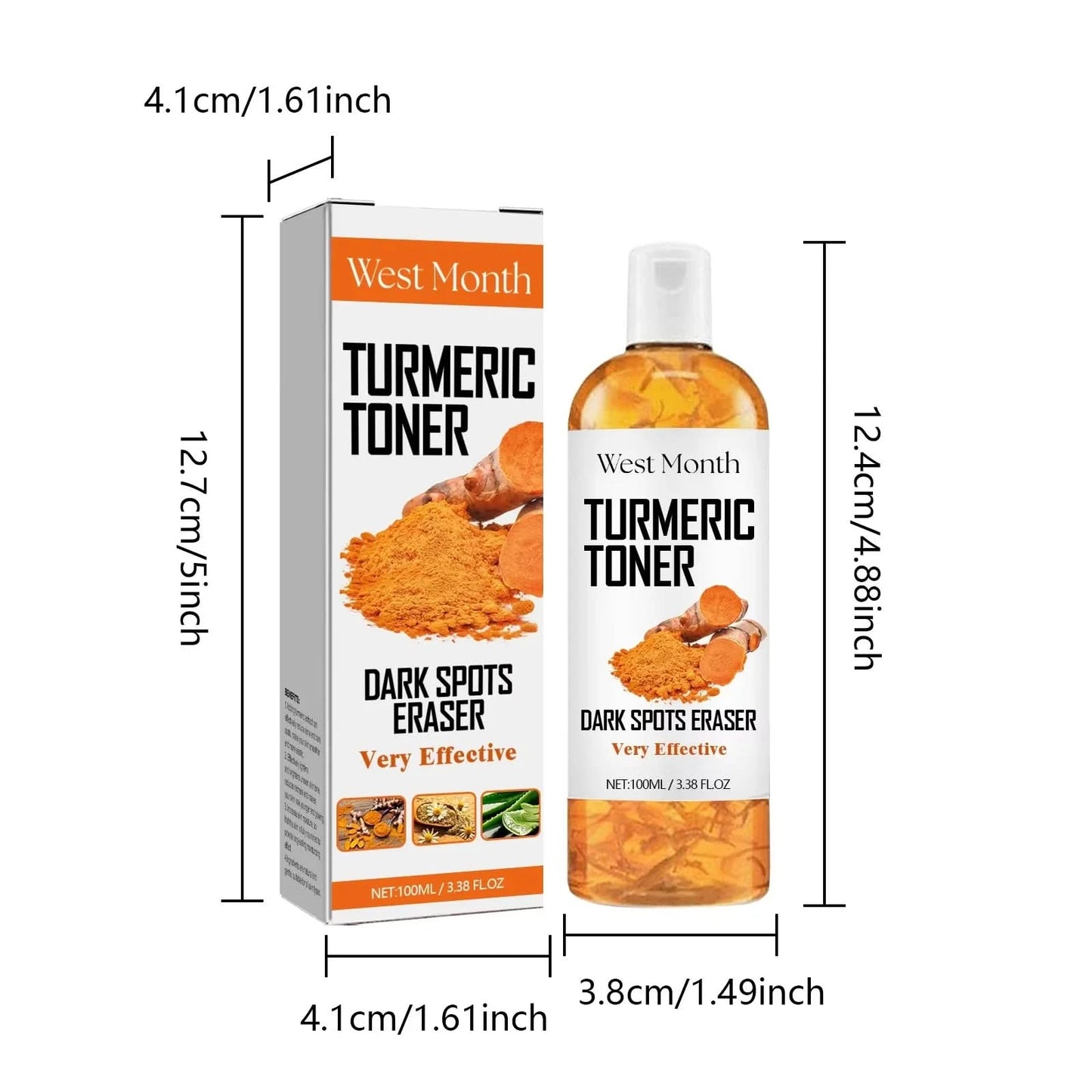 West&Month 100ml Dark Spots Removal Toner Turmeric Deep Hydration Lighten Melasma Remove Freckle Moisturizing Facial Skin Toner - M & M Global
