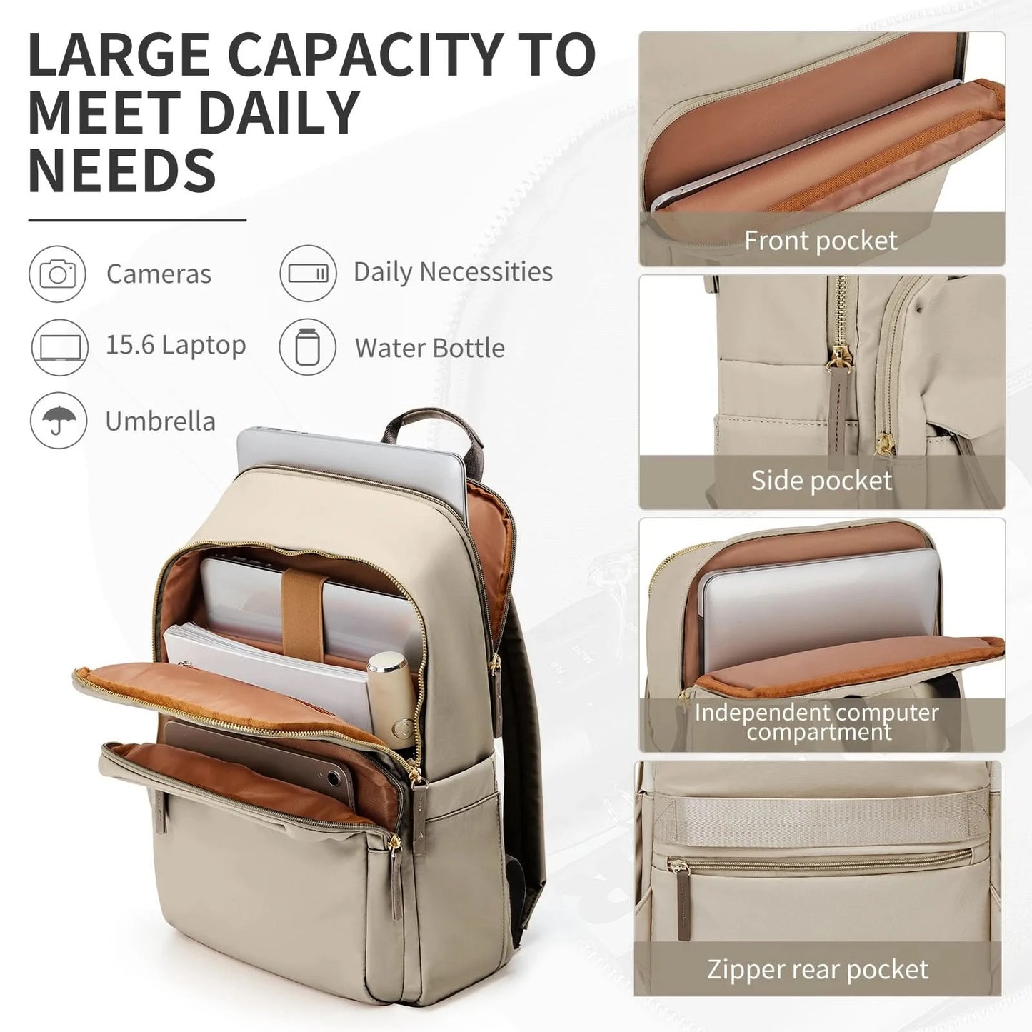 New Simple Large Capacity Backpack Women Travel Business Teacher Backpack Laptop Shoulder Bag Girl School Student Backpack Purse - M & M Global