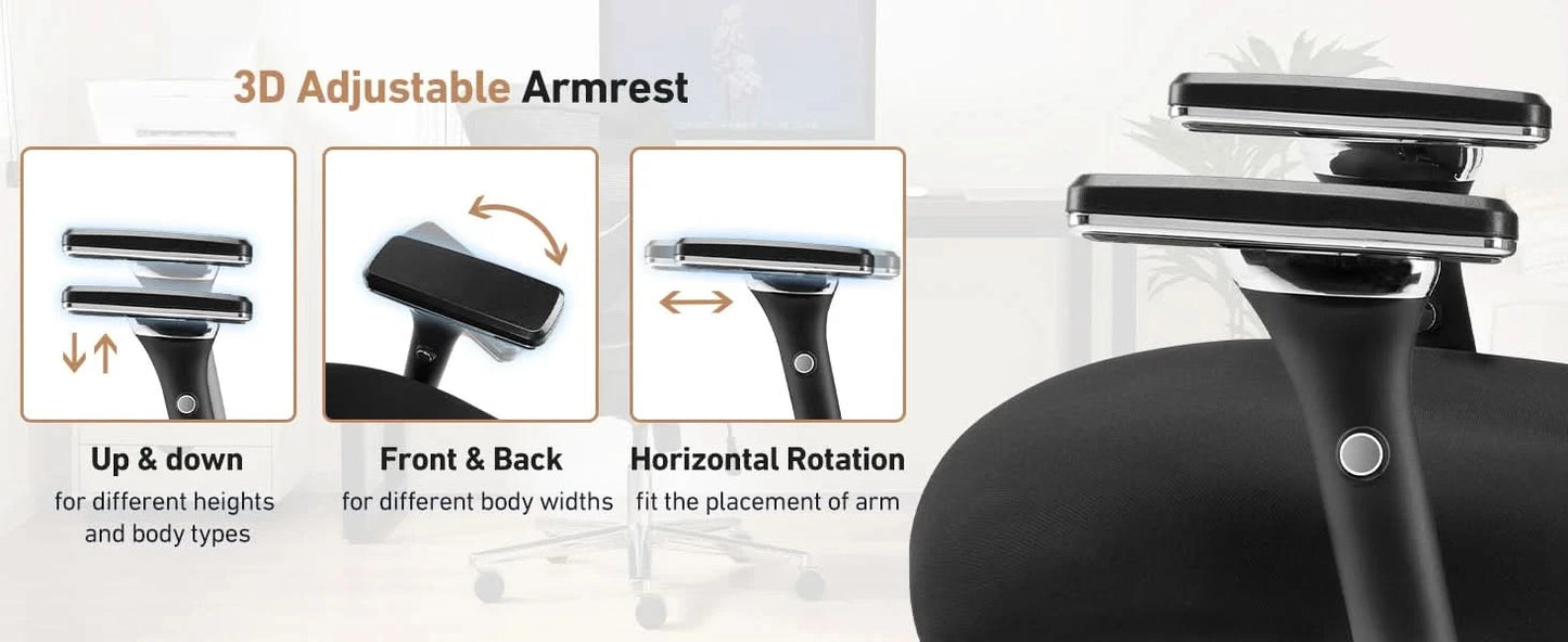 JHK Ergonomic Mesh Backrest Lumbar Support Office Chair Adjustable Height 3D Armrest Comfortable Sponge Cushion Gaming Chairs