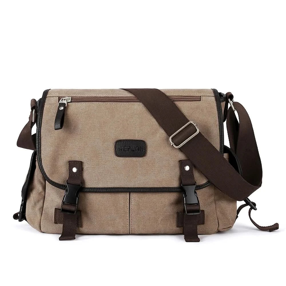 Messenger Bag for Men Retro Canvas Satchel Casual Briefcases Laptop Bag Fit 13Inch,Water Resistant Crossbody College Satchel Bag - M & M Global