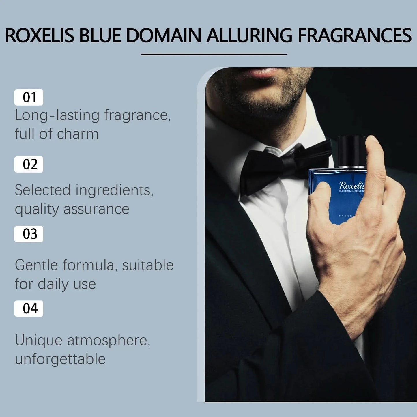 Roxelis 50ml Charmig Cologne Perfume Spray Men's Blue Domain Fragrance Lasting Scent Pheromone Flirting Romantic Dating Perfume - M & M Global