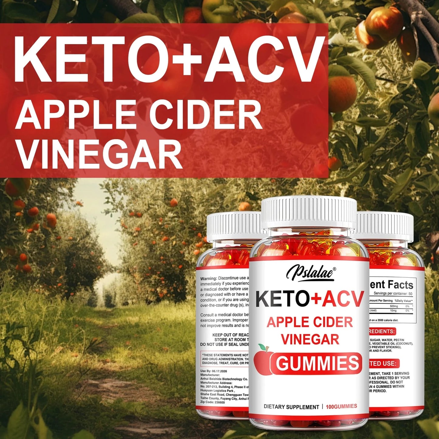 Keto + Acv Gummies - Healthy Weight Management, Accelerated Fat Burning, Whitening Skin - 100 Gummies - M & M Global