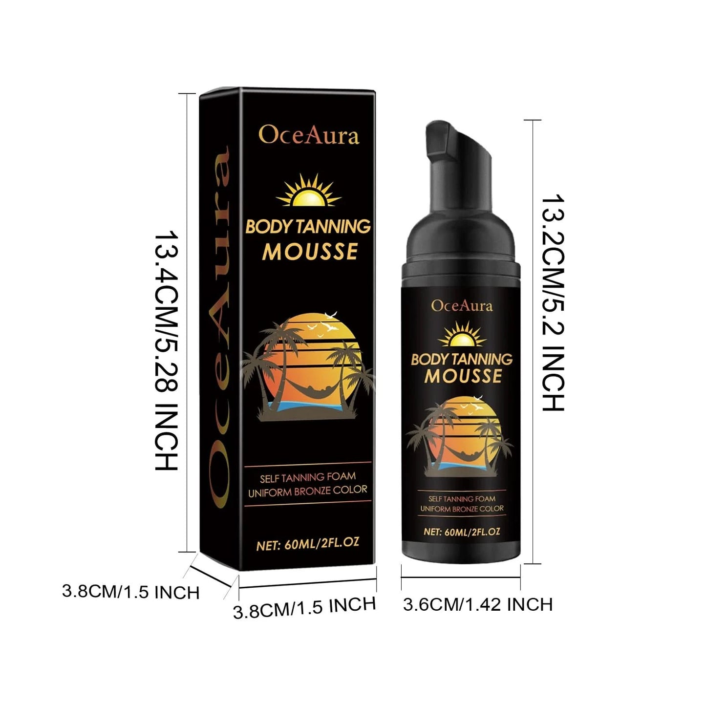 Oceaura 60ml Tanning Accelerator Mousse Self Fake Tan Beach Solarium Sunburn Repair Moisture Bronze Skin Sunless Tanning Lotion - M & M Global