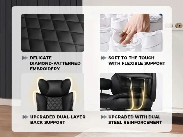 Big and Tall Gaming Chair with Pocket Spring Lumbar Support, Ergonomic Office Chair with Footrest