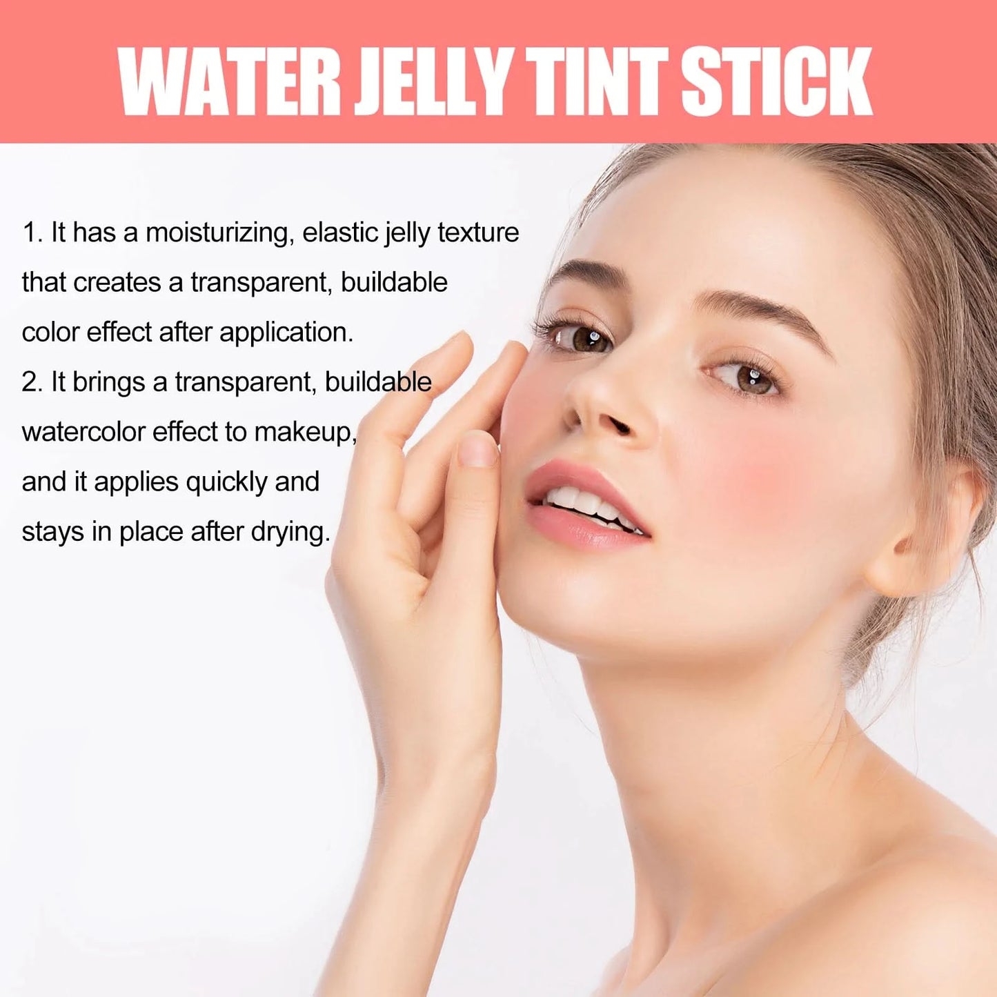 EELHOPE Water Jelly Tint Stick Lasting Waterproof Sweatproof Moisturize Facial Makeup Brightening Lip Gloss Face Blusher Stick - M & M Global