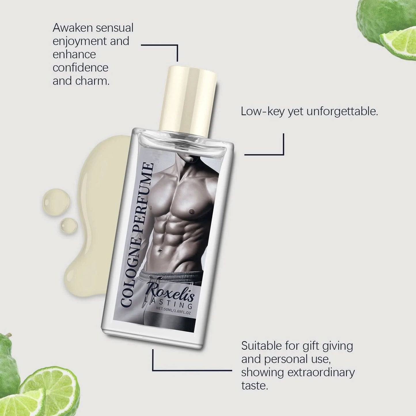 Roxelis 50ml Cologne Pheromone Men Perfume Spray Charming Elegant Cologne Odor Remove Dating Flirt Atmosphere Glamour Perfume - M & M Global