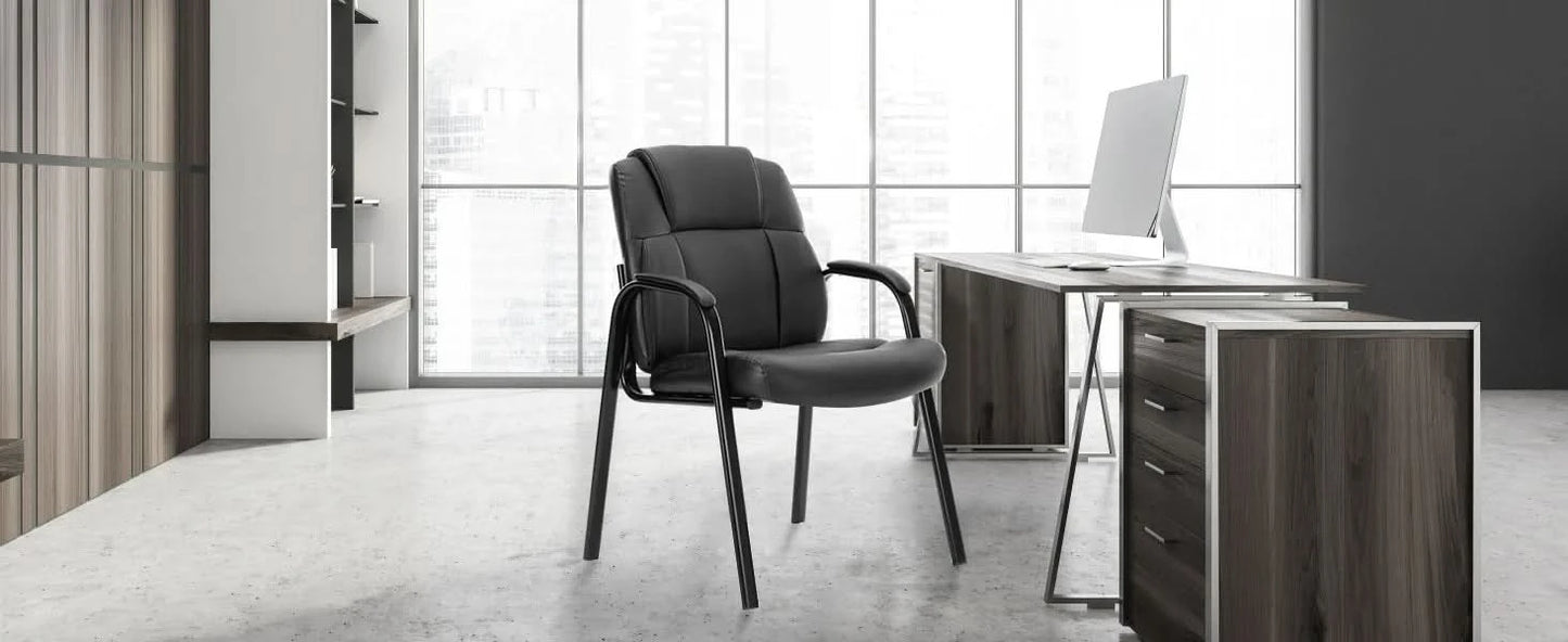 JHK Leather Waiting Room Chairs No Wheels,Guest Chair with Padded Arm Office Guest Chair Conference Room Lobby Table