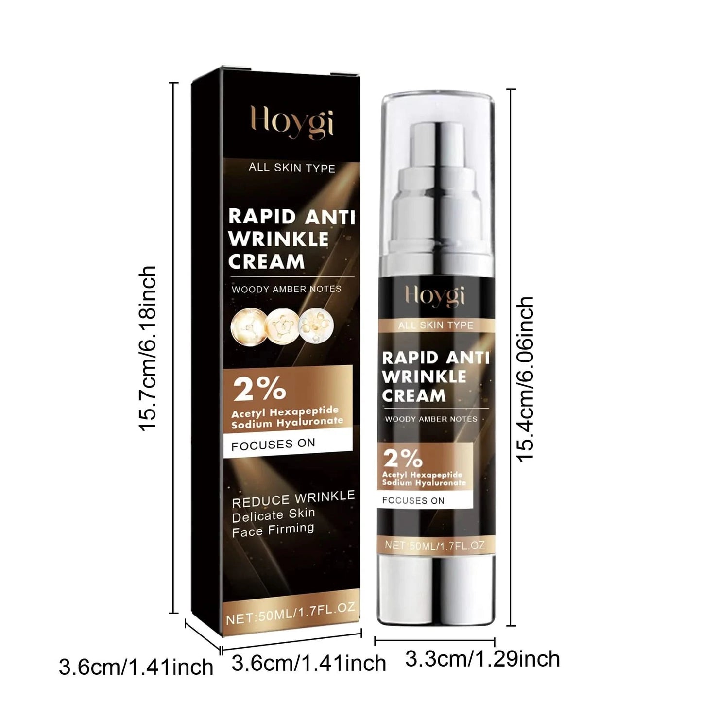Hoygi 50ml Rapid Anti Wrinkle Cream Instant Remove Wrinkles Fine Line Moisturize Firming Face Hydrating Brightening Facial Cream - M & M Global