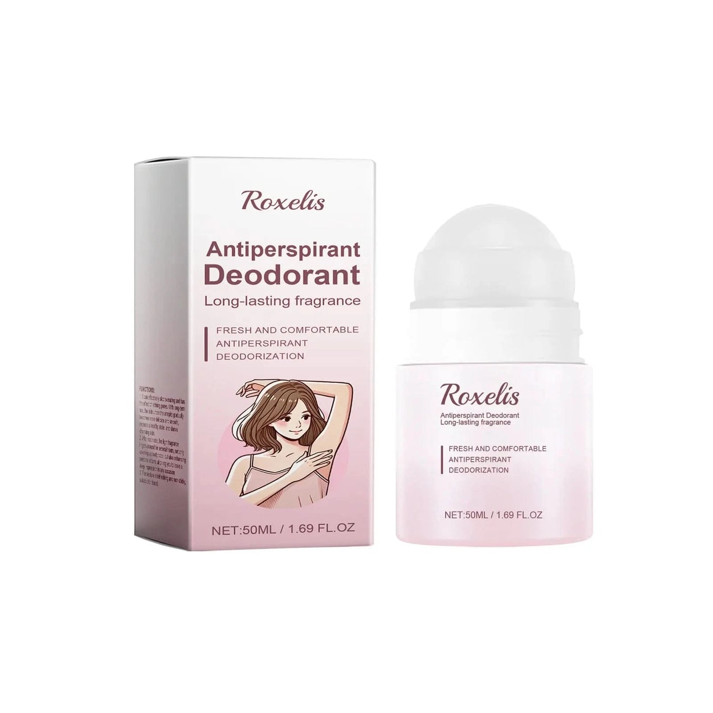 Roxelis 50ml Anti Sweat Deodorant Roller Ball Balm Refreshing Fragrance Underarm Armpit Body Remove Odor Antiperspirant Balm - M & M Global