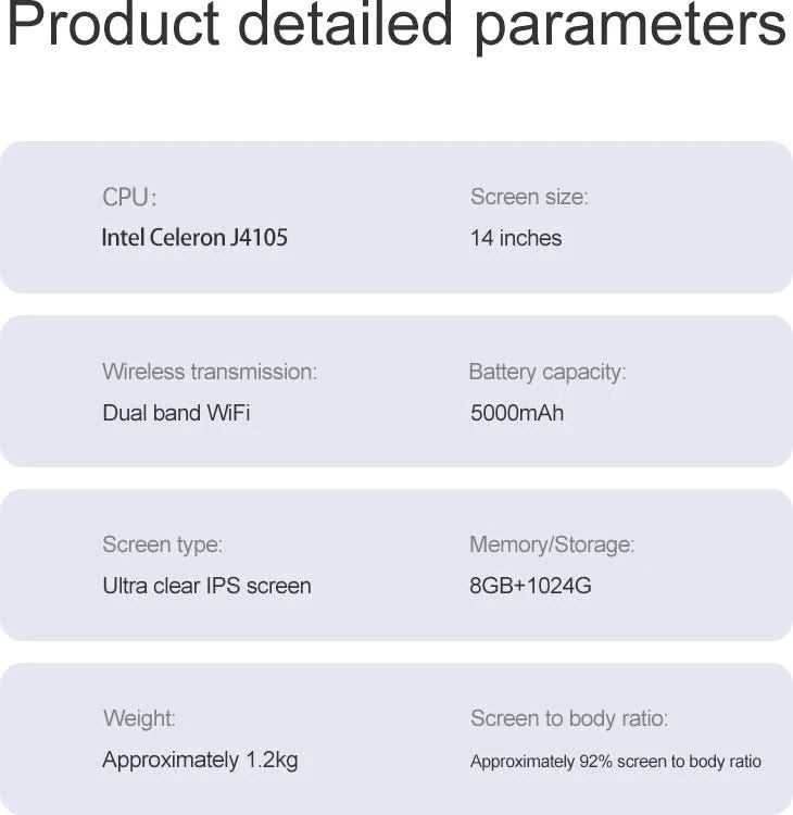 Ultra-Slim Laptop 14.1' FHD Anti-Glare Intel CPU 16 GB RAM 2 TB SSD Windows 11 Multilingual Office Study PC for Business Travel