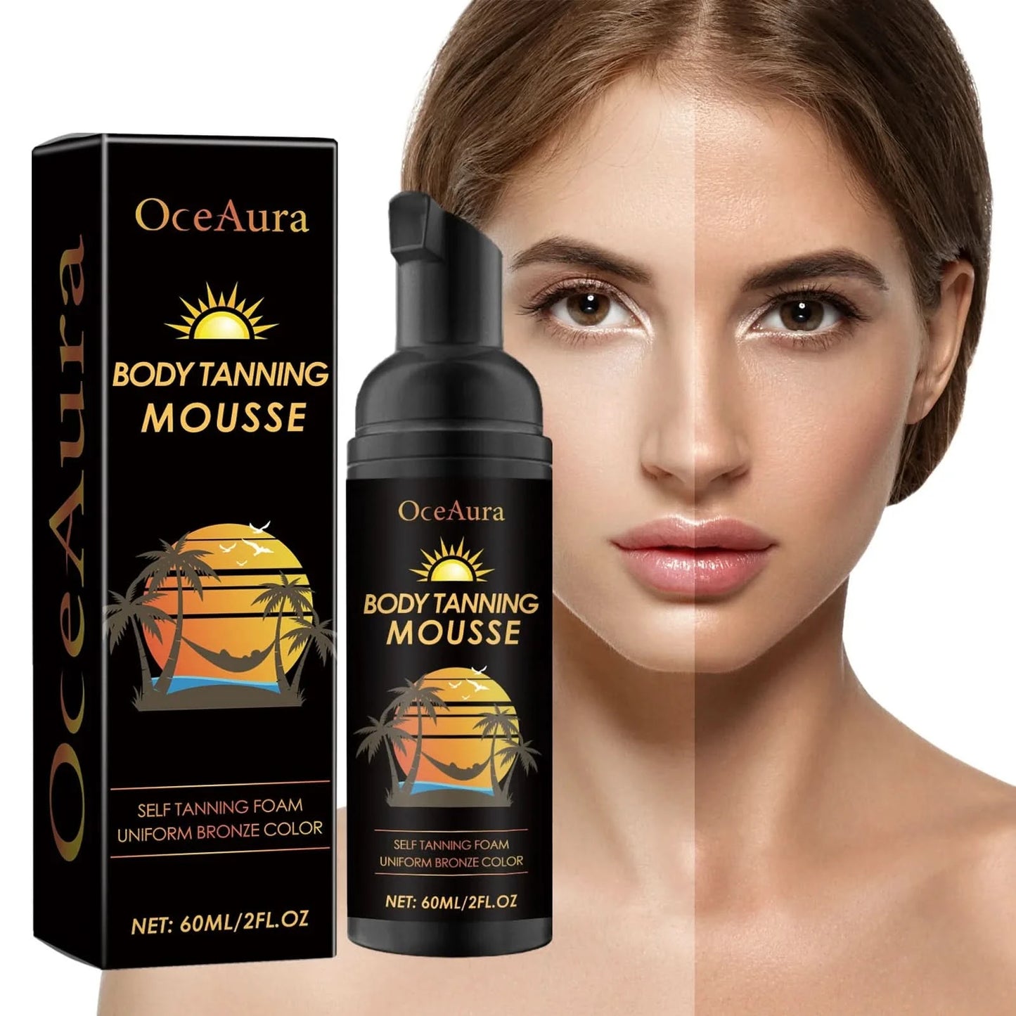 Oceaura 60ml Tanning Accelerator Mousse Self Fake Tan Beach Solarium Sunburn Repair Moisture Bronze Skin Sunless Tanning Lotion - M & M Global