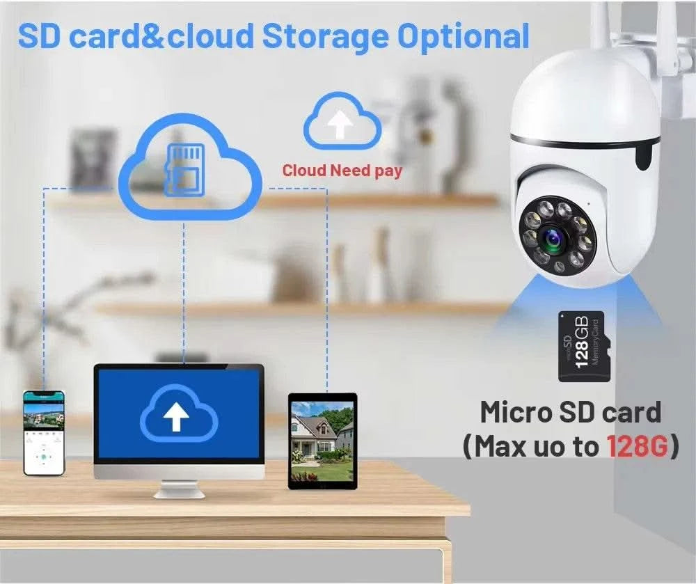 8MP Wifi IP Wireless Security Surveillance PTZ Camera 4X Zoom Cameras Tracking Two-way Audio HD Night Color Cam - M & M Global