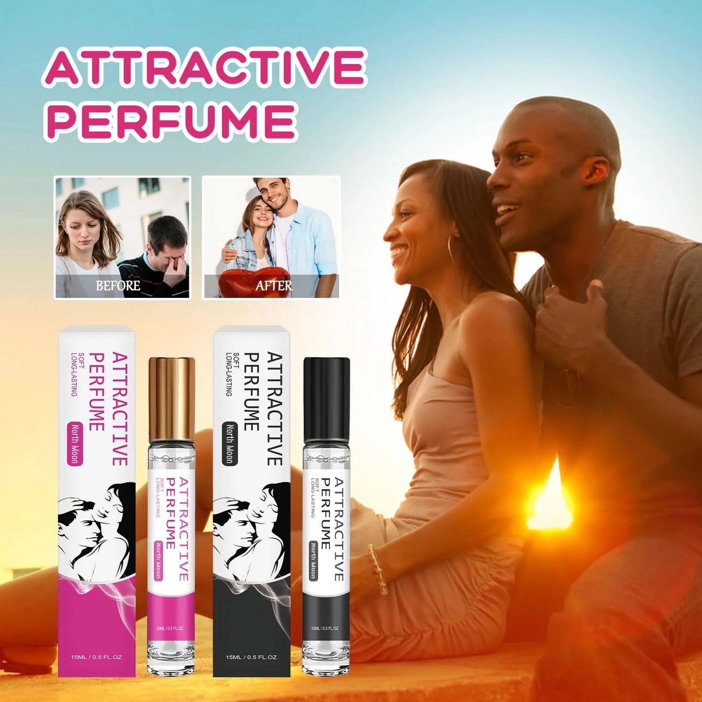 North Moon 15ml Pheromone Perfume Oil Roller Ball Long Lasting Flirting Freshing Fragrance Daliy Dating Attract Charming Perfume - M & M Global