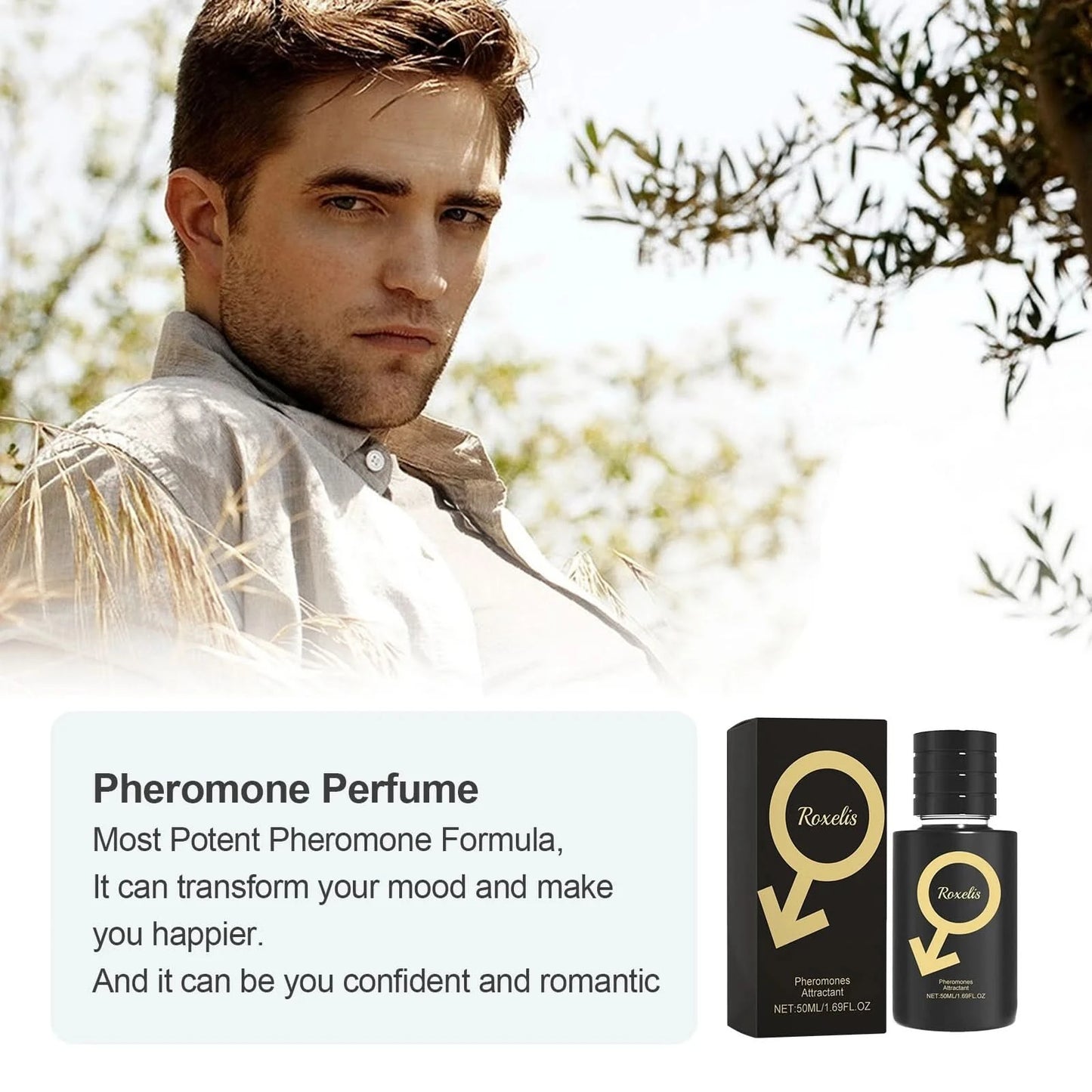 Roxelis Men Natural Scent Pheromone Perfume Charming Attractive Lasting Fresh Fragrance Men Perfume Spray for Bussiness Dating - M & M Global