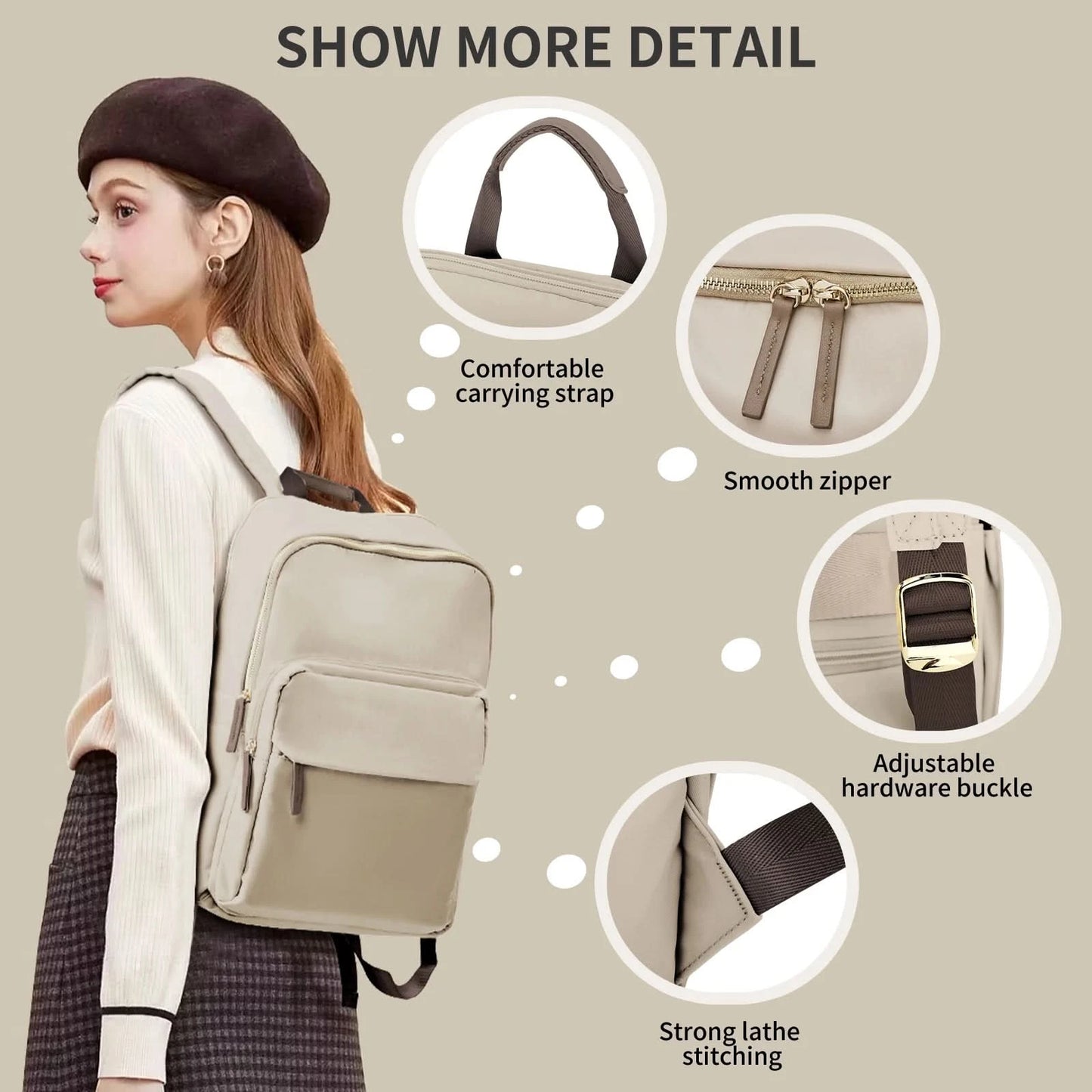 New Simple Large Capacity Backpack Women Travel Business Teacher Backpack Laptop Shoulder Bag Girl School Student Backpack Purse - M & M Global