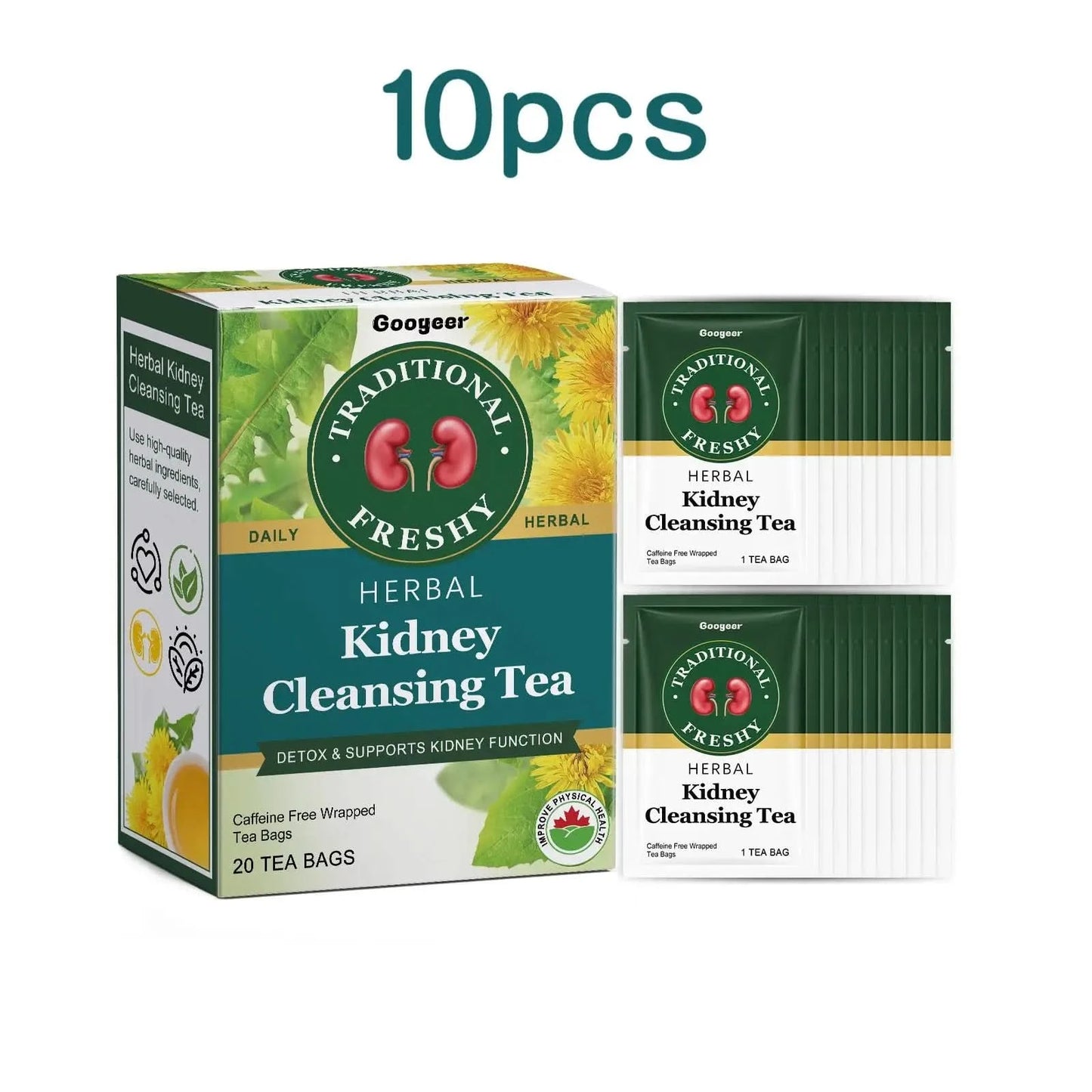 Googeer 20pcs Kidney Detox Tea Herbal Detoxify Cleaning Enhance Immune System Body Health Dietary Supplement Kidney Detoxify Tea - M & M Global