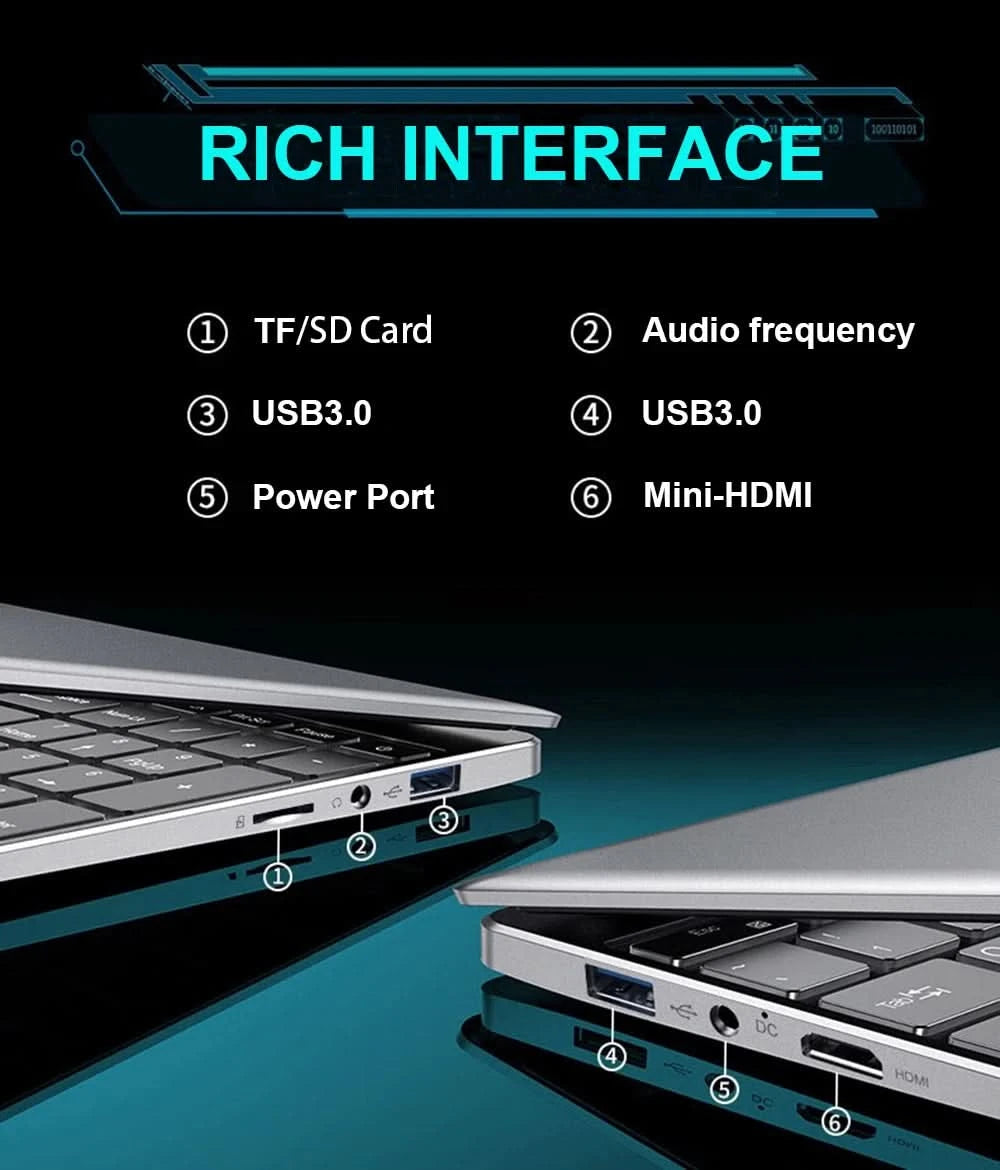 15.6 inch Portable i7 Laptop Fingerprint Unlock Notebook 16GB 1TB Windows 11 Gaming Laptops Computer Intel i7-8500Y Notebook PC