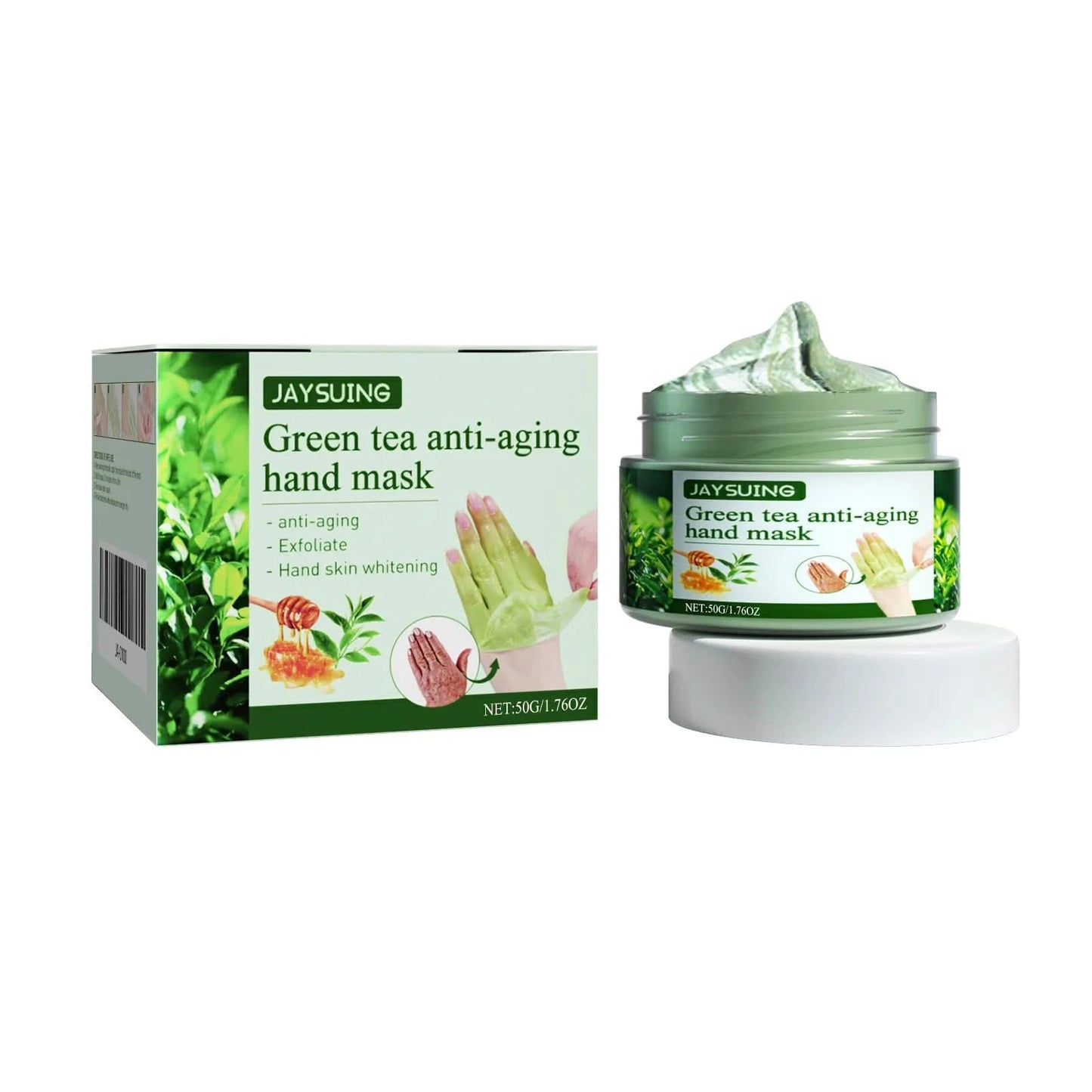 Jaysuing 50g Green Tea Exfoliating Hand Mask Moisturizing Whitening Anti Wrinkle Remove Dead Skin Calluses Nourishing Hand Mask - M & M Global