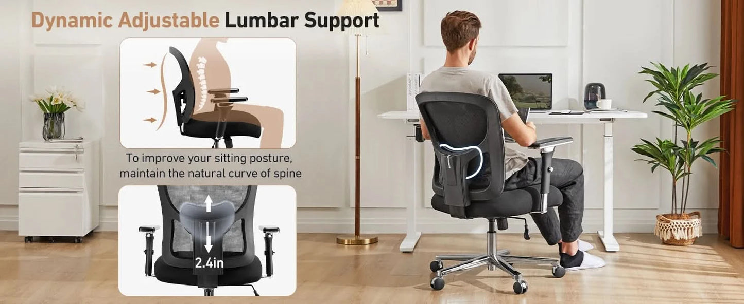 JHK Ergonomic Mesh Backrest Lumbar Support Office Chair Adjustable Height 3D Armrest Comfortable Sponge Cushion Gaming Chairs