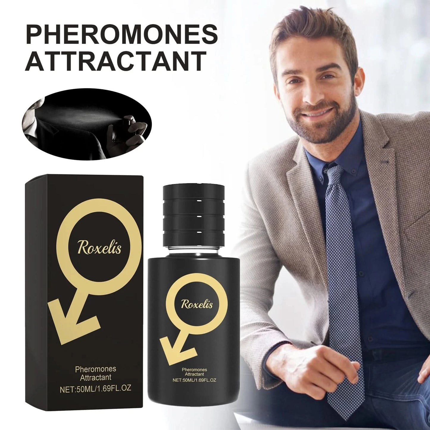 Roxelis Men Natural Scent Pheromone Perfume Charming Attractive Lasting Fresh Fragrance Men Perfume Spray for Bussiness Dating - M & M Global