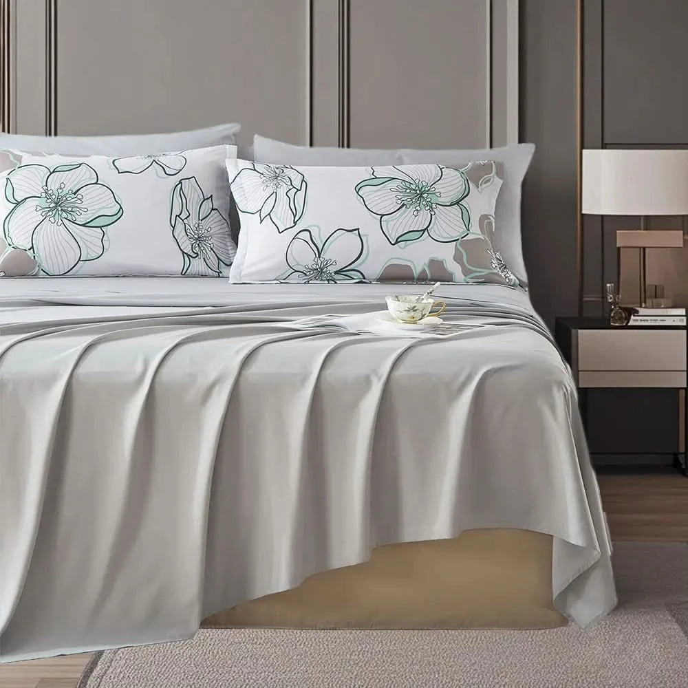 Floral patterned pillows on a bed in a bedroom setting
Queen floral comforter set
Large floral print bedding
7-piece microfiber bedding set
All-season comforter
Brushed microfiber comforter
Luxury bed set for queen bed
Fade-resistant bedding
Machine washable comforter
Elegant bedroom décor set
Gift bedding set for holidays