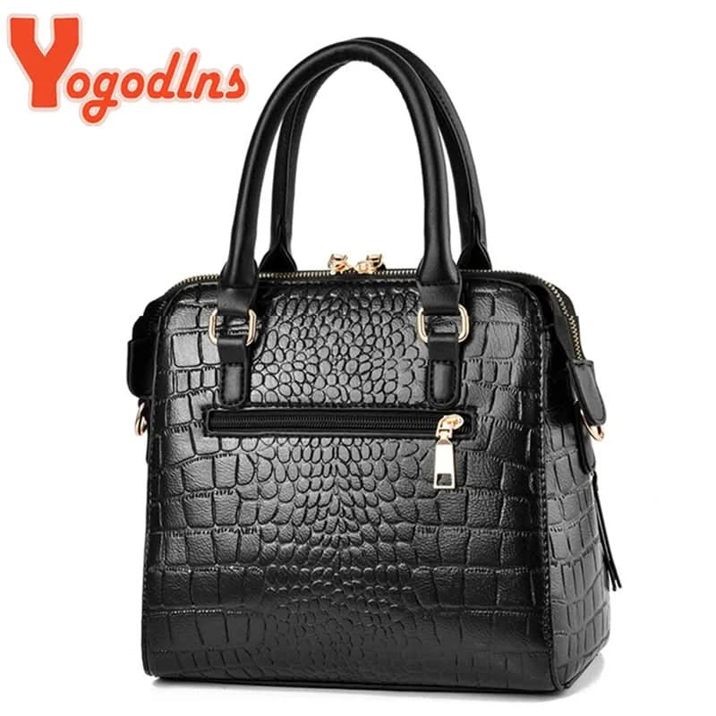 Yogodlns Luxury Crocodile Pattern Handbag Women Winter New PU Leather Tassel Shoulder Bag Brands Design Handle Bag Lady Purse - M & M Global