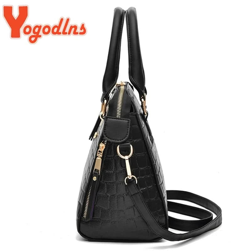 Yogodlns Luxury Crocodile Pattern Handbag Women Winter New PU Leather Tassel Shoulder Bag Brands Design Handle Bag Lady Purse - M & M Global