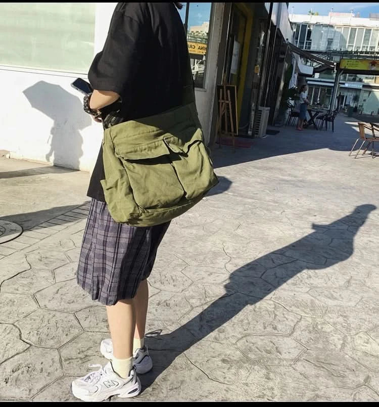 Women Vintage Handbag Canvas Teenager Shoulder Tote Bags Messenger Bags Ladies Casual Handbag Crossbody Purse - M & M Global