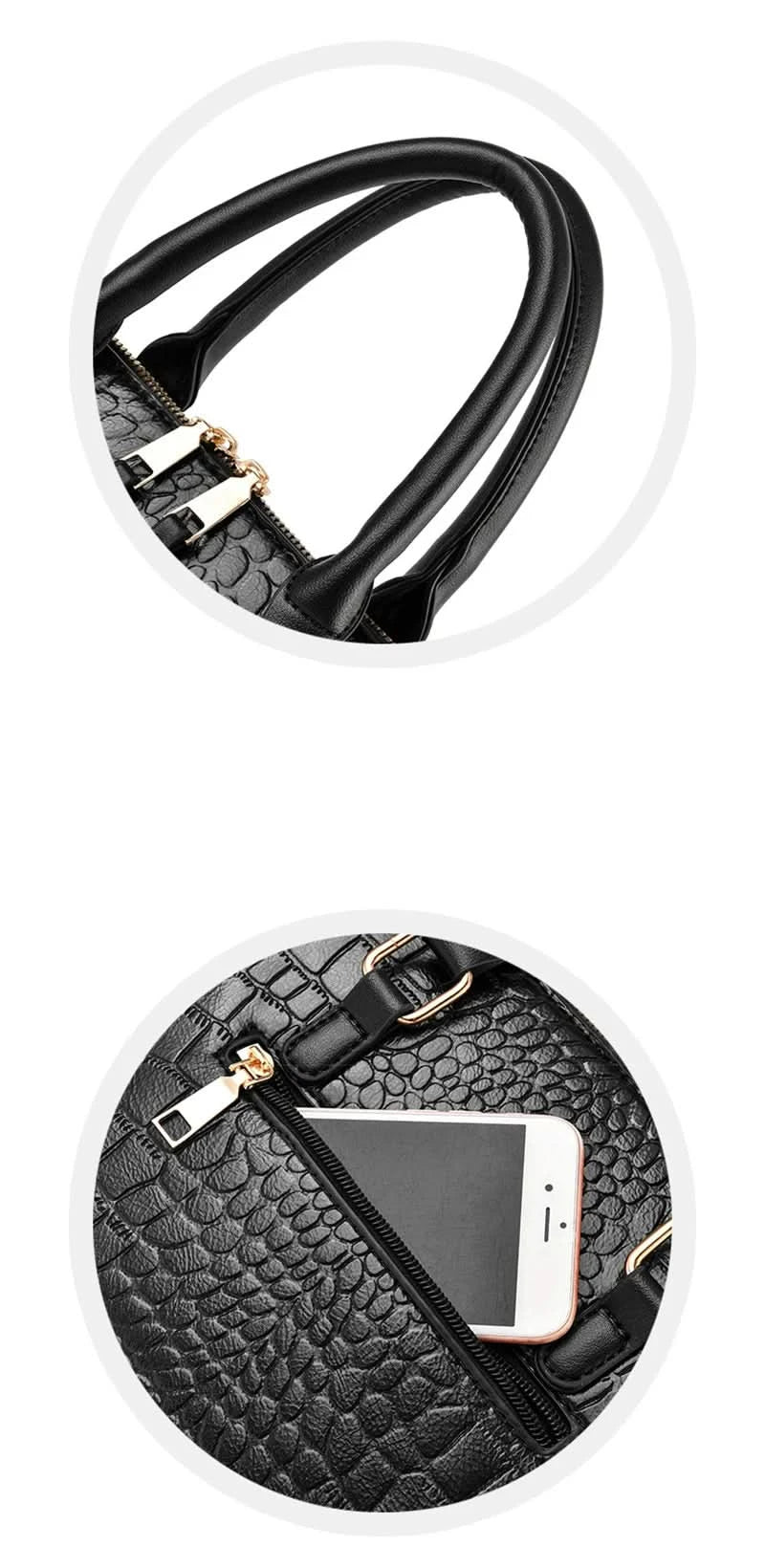 Yogodlns Luxury Crocodile Pattern Handbag Women Winter New PU Leather Tassel Shoulder Bag Brands Design Handle Bag Lady Purse - M & M Global