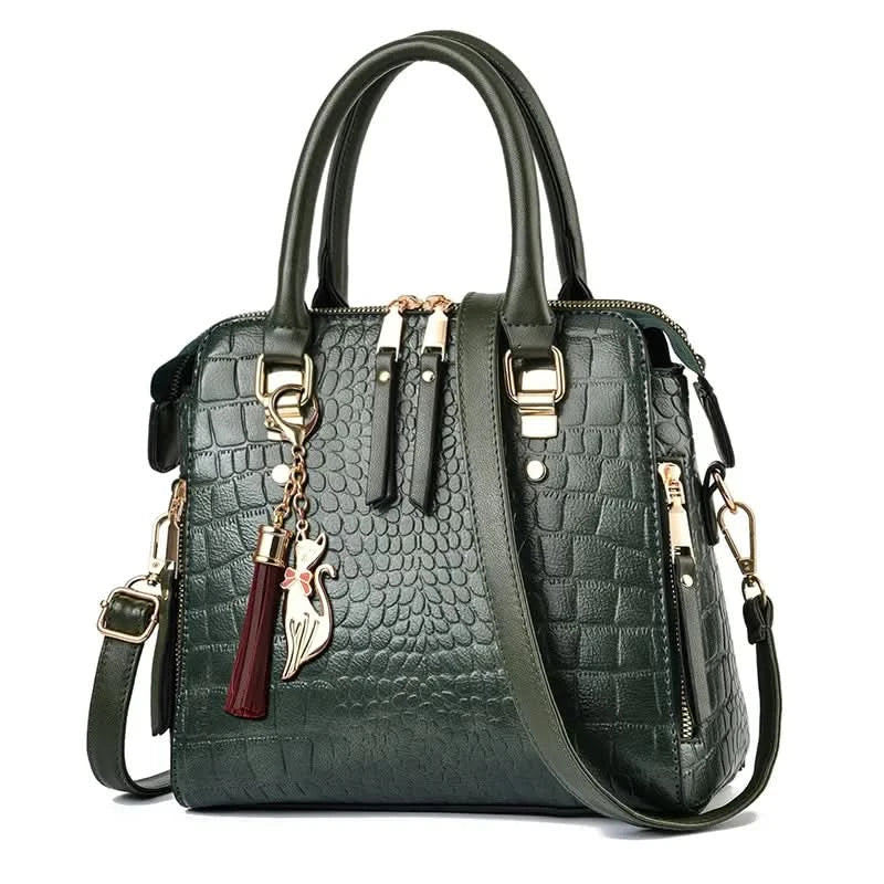 Yogodlns Luxury Crocodile Pattern Handbag Women Winter New PU Leather Tassel Shoulder Bag Brands Design Handle Bag Lady Purse - M & M Global