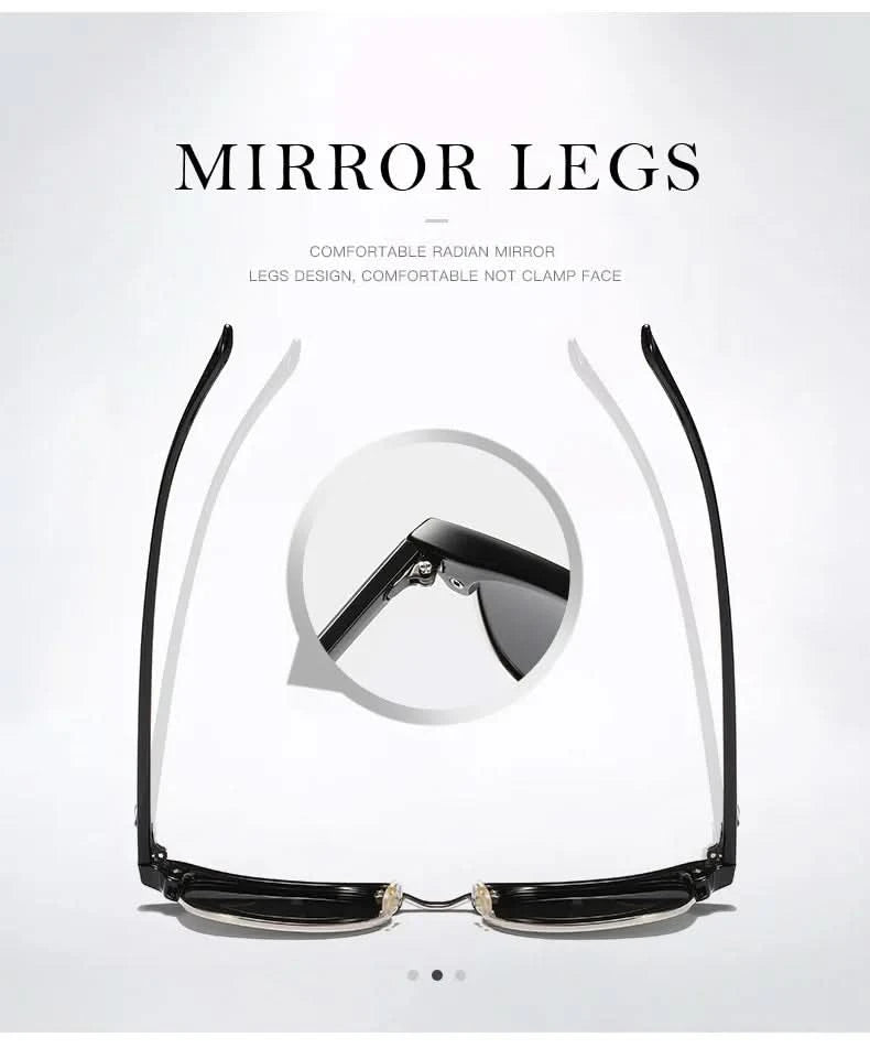 Classic Half Frame Polarized Sunglasses Men Women Retro Rivet Small Sun Glasses Male Popular Black Anti Glare Travelling Shades - M & M Global