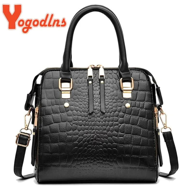 Yogodlns Luxury Crocodile Pattern Handbag Women Winter New PU Leather Tassel Shoulder Bag Brands Design Handle Bag Lady Purse - M & M Global