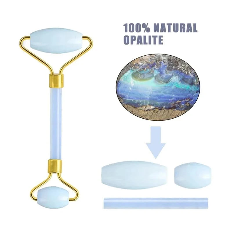 Opal Jade Massage Roller Gouache Scraper Set Natural Gouache Stone Face Lifting Tool Massager For Facial Gua Sha Anti Wrinkle - M & M Global