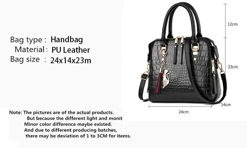 Yogodlns Luxury Crocodile Pattern Handbag Women Winter New PU Leather Tassel Shoulder Bag Brands Design Handle Bag Lady Purse - M & M Global