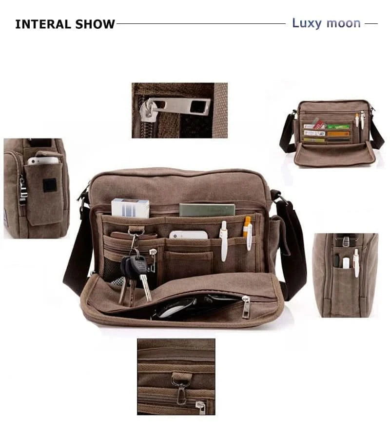 High Quality Multifunction Canvas Bag travel bag men messenger bag brand men's crossbody bag luxury vintage style briefcase w304 - M & M Global