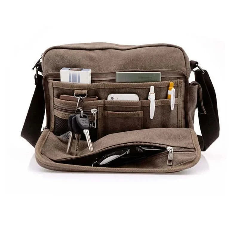 High Quality Multifunction Canvas Bag travel bag men messenger bag brand men's crossbody bag luxury vintage style briefcase w304 - M & M Global