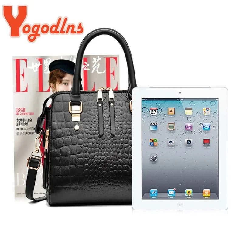 Yogodlns Luxury Crocodile Pattern Handbag Women Winter New PU Leather Tassel Shoulder Bag Brands Design Handle Bag Lady Purse - M & M Global